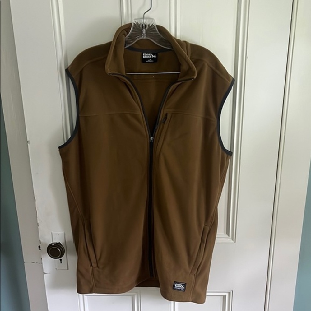 Eddie Bauer Brown Fleece Vest with Stand-Up Collar